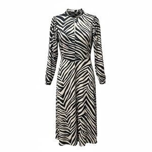 11 Honore Black and White Zebra Long Sleeve Dress